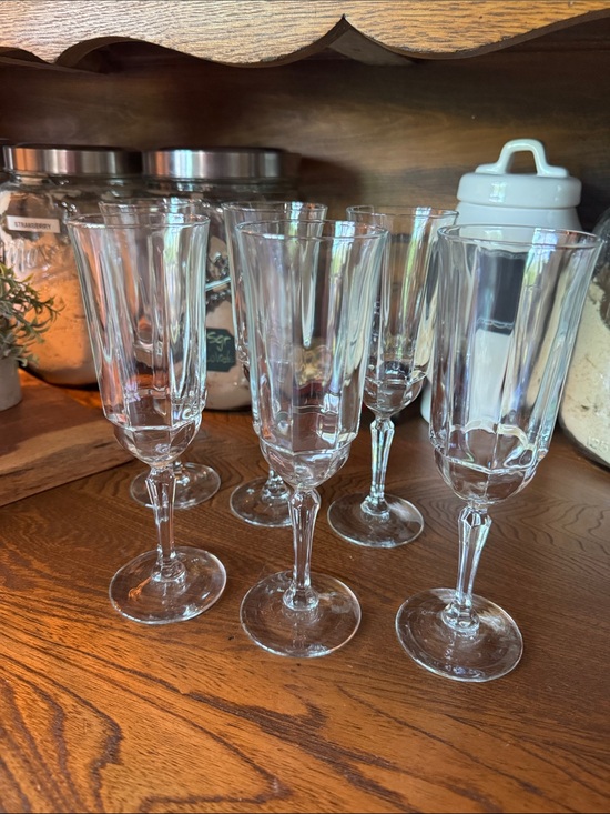 Other - Vintage Clear Set of 6 Crystal Stemware Elegant Wine Champagne Glasses